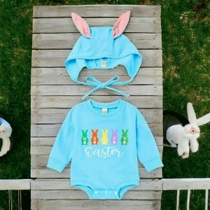 Easter Romper and Hat Unisex Bodysuit, 3T
